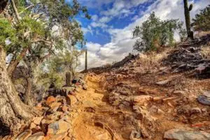 Image of walking trail leading up Pinnacle Peak in Phoenix Arizona.