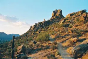 Image of walking trail leading up Pinnacle Peak in Phoenix Arizona.