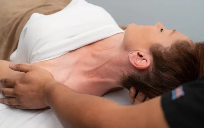 a woman receiving massage therapy