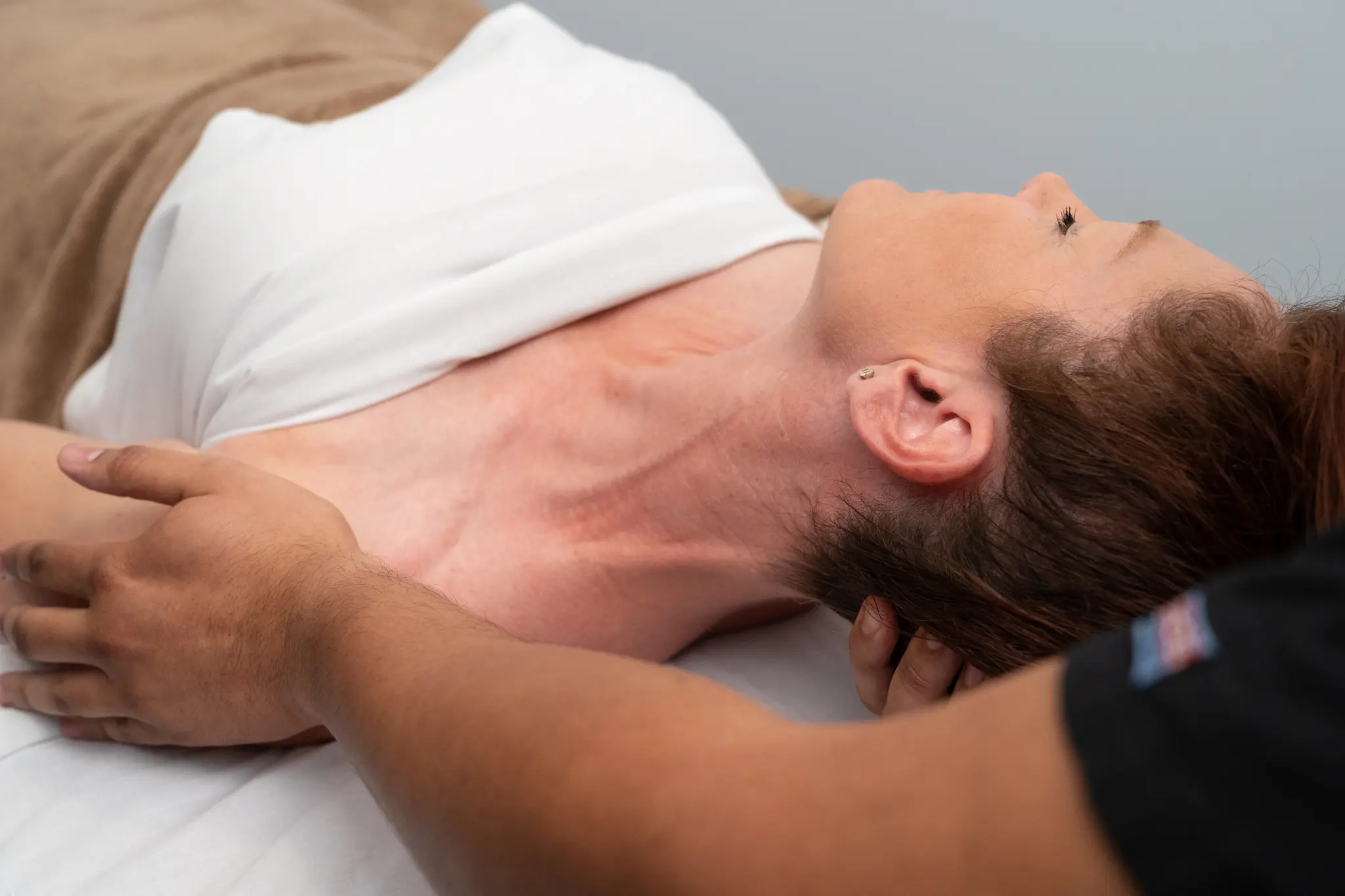 a woman receiving massage therapy