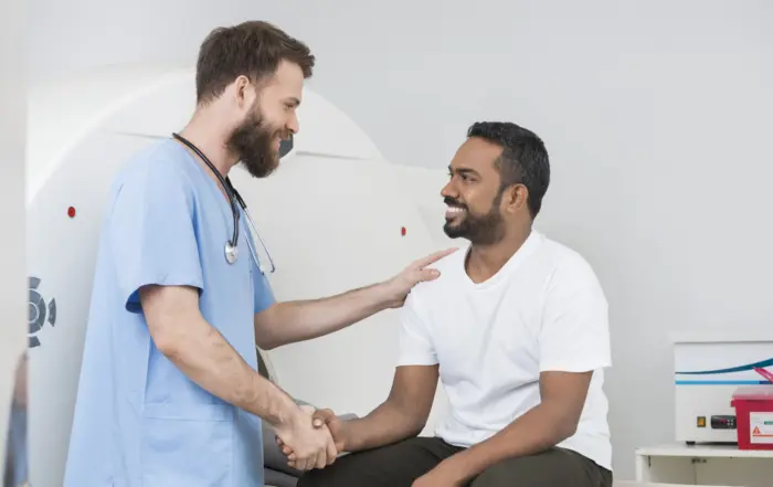 a man gets ready for his CT scan