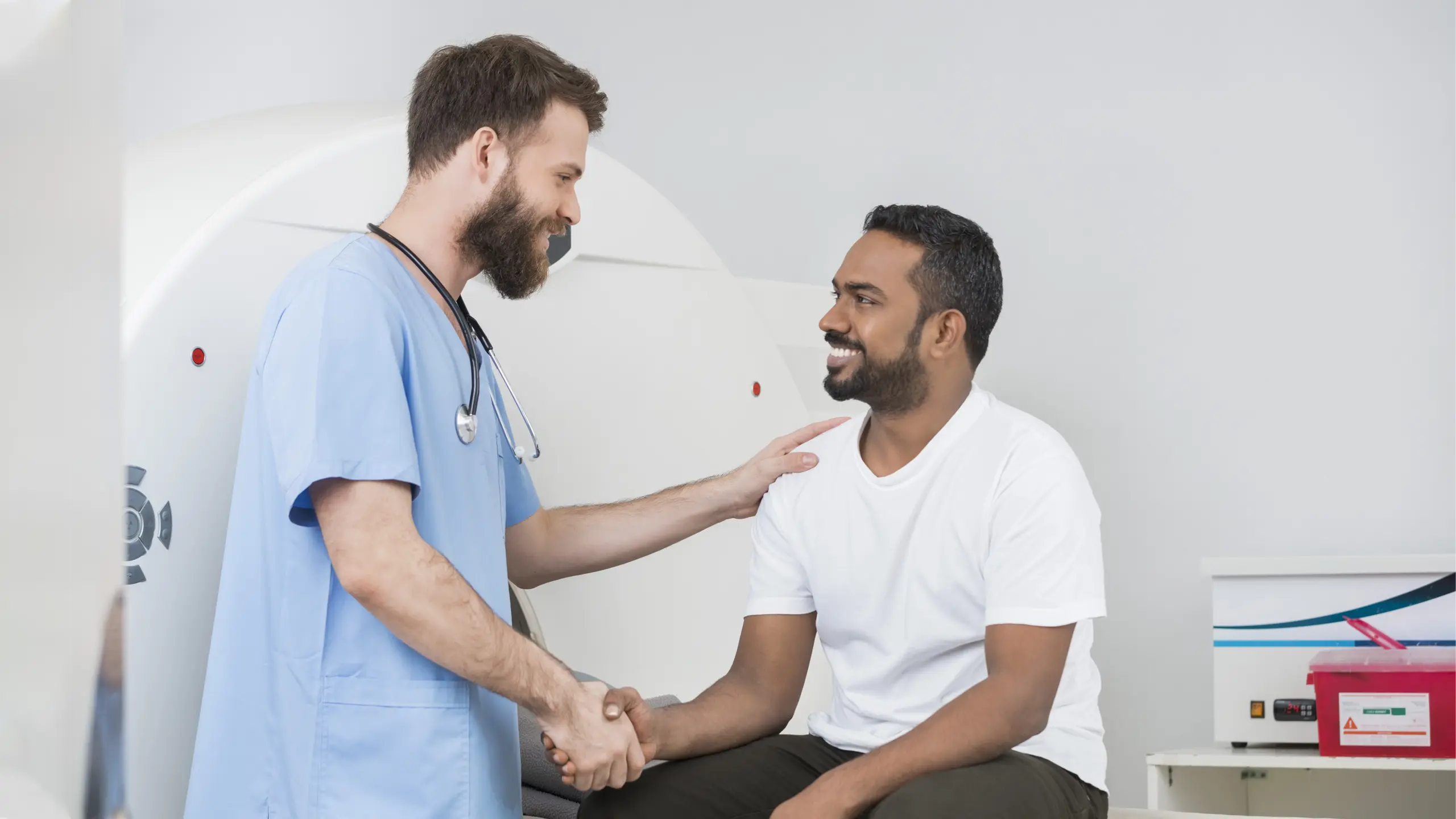 a man gets ready for his CT scan