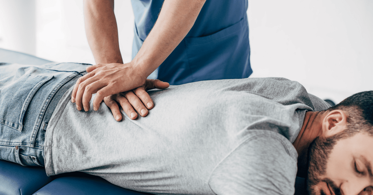 man getting chiropractic adjustment