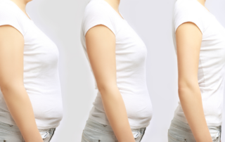 3 images of woman who has lost weight over time