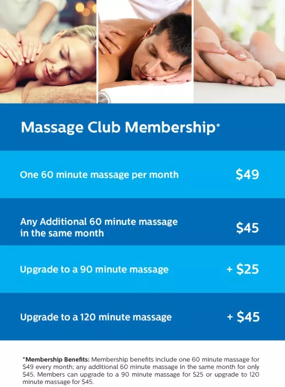 BackFit Massage Club Subscription Rack Card with Pricing